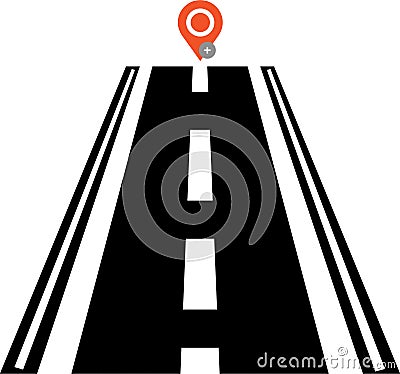 Road Location icon and location, outline style. Stock Photo