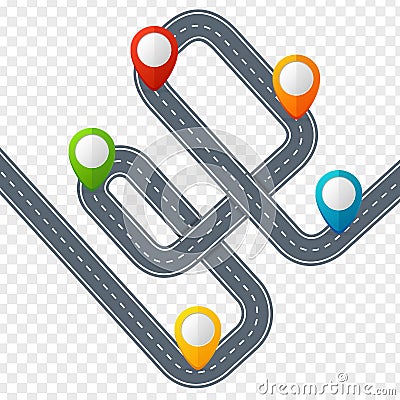 Road with Location Mark or Pin Pointer. Vector Vector Illustration