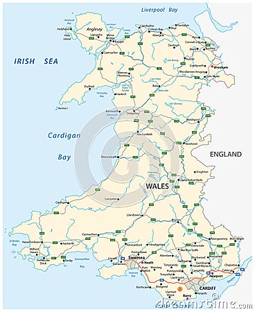 Road map of the British territory of wales Stock Photo