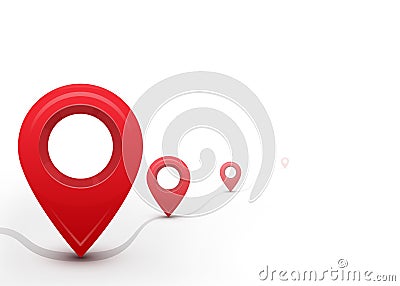 Road with map pointers. Way, path, direction line Vector Illustration