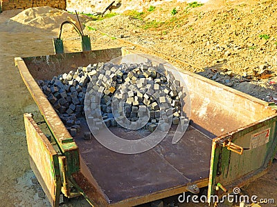 Road material awaiting use in Andalusian village Stock Photo