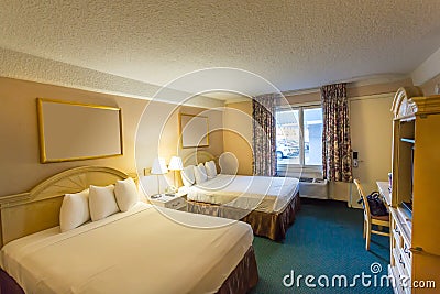 Road motel room interior. Stock Photo