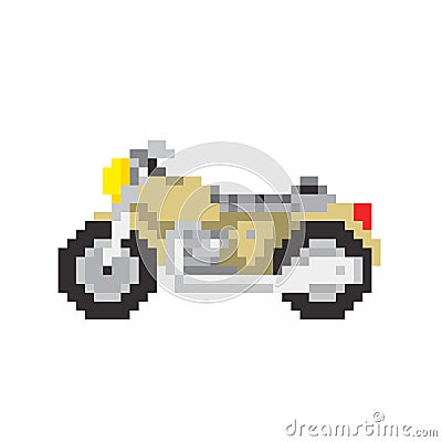 Road motorbike in pixel art style isolated illustration Stock Photo