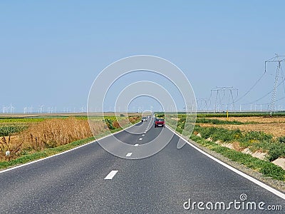 Road, motorway in Dobrogea, Romania Stock Photo