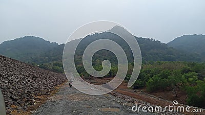 Road mountain fog rock natur hil Stock Photo