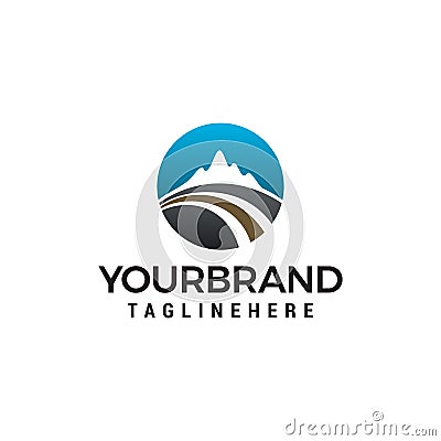 Road mountain logo design concept template Vector Illustration