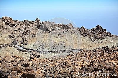 A road in the mountains, the rise of the volcano, in the mountains, summer trip, sand texture 2 Stock Photo