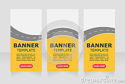 Road movie announcement and promo web banner design template Vector Illustration