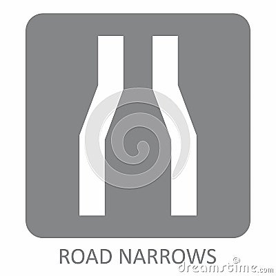 Road Narrows icon Stock Photo