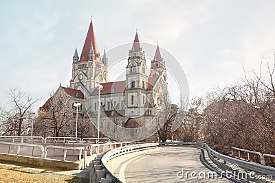 Road near St. Francis of Assisi Church Stock Photo