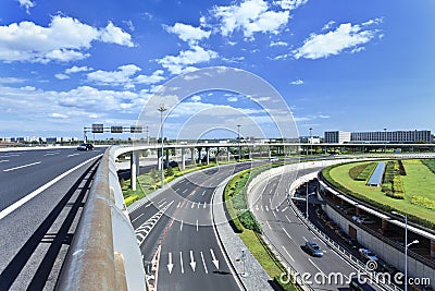 Road network around Beijing Capital Airport Terminal 3, second largest terminal in the world. Stock Photo