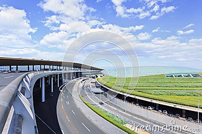 Road network around Beijing Capital Airport Terminal 3, second largest terminal in the world. Stock Photo