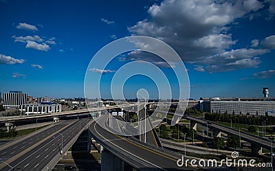 Road network close to Pearson Airport Toronto Editorial Stock Photo