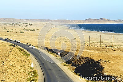 Road in Oman Desert Stock Photo