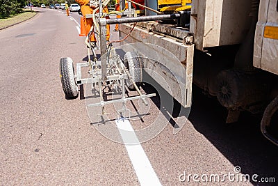 Road Painting Spray Machine Editorial Stock Photo