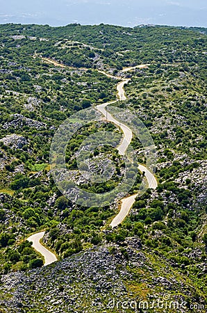 Road on Pantokrator mountain, Corfu island, Greece Stock Photo