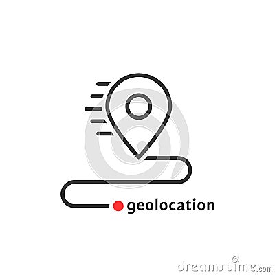 Road path like thin line map geolocation icon Vector Illustration