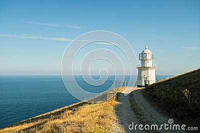 Road Path To Meganom Lighthouse On Cape Meganom In Crimea Stock Photo