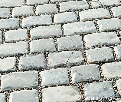 Road paved with cobble stones for your background Stock Photo