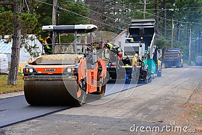 Road paving and rolling Editorial Stock Photo