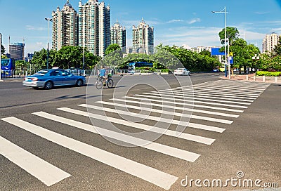 pedestrian crossing zebra crosswalk city street Stock Photo