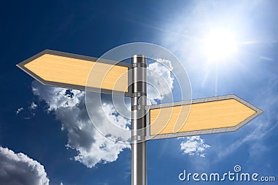 Road pointer on sky background. 3D illustration Cartoon Illustration