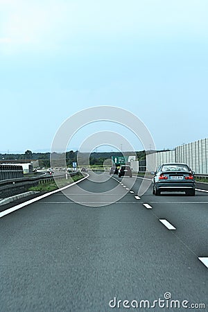A road in Poland with moving cars, Editorial Stock Photo