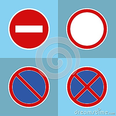 Road prohibitory signs Cartoon Illustration