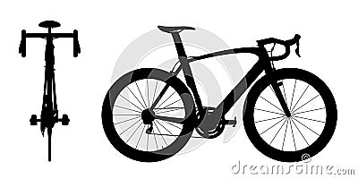 Road racing bike silhouette 2in1 A Stock Photo