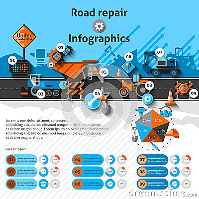 Road Repair Infographics Vector Illustration