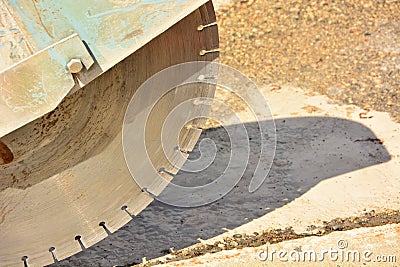 Road Repair Preparations Diamond Saw Blace Stock Photo
