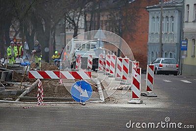Road repairs and signs Stock Photo