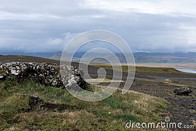 Road leading to the Dyrholaey cliffs Stock Photo