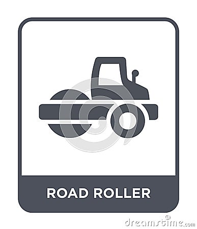 road roller icon in trendy design style. road roller icon isolated on white background. road roller vector icon simple and modern Vector Illustration