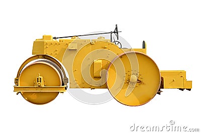 road roller isolated on white Stock Photo