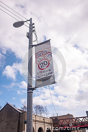 Road safety sign in glasgow scotland Editorial Stock Photo