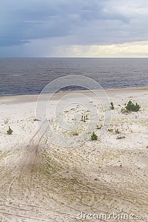 Road in the sand of Lagoa do Patos lake Stock Photo