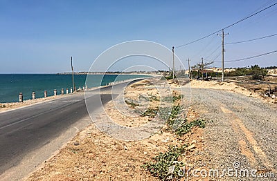 The road with the sea in Nha Trang, Vietnam Editorial Stock Photo