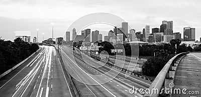 Road Seem to Converge Downtown City Skyline Houston Texas Stock Photo