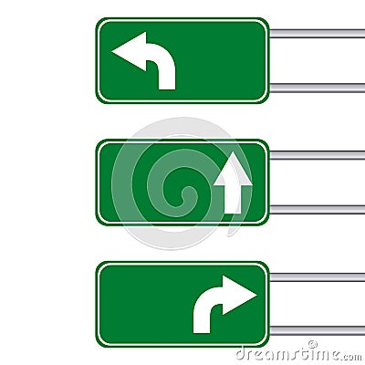 Road sign with arrow guide on white background Vector Illustration