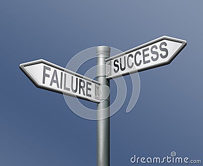 Road sign arrow success failure difficult choice Stock Photo