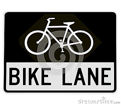 Road sign - bike lane Stock Photo