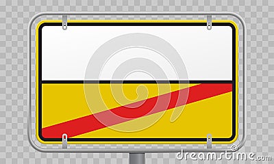 Road sign, city limit and town entry and exit blank yellow and white. Vector Germany city border entry and exit road sign Vector Illustration
