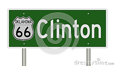 Road sign for Clinton Oklahoma on Route 66 Stock Photo
