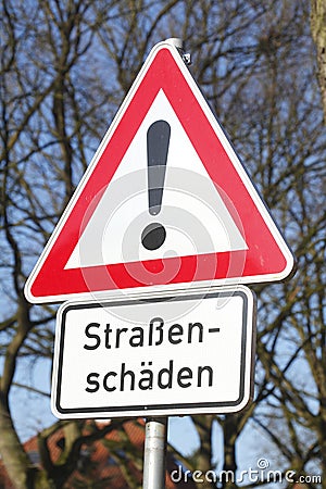 Road Sign danger place Stock Photo