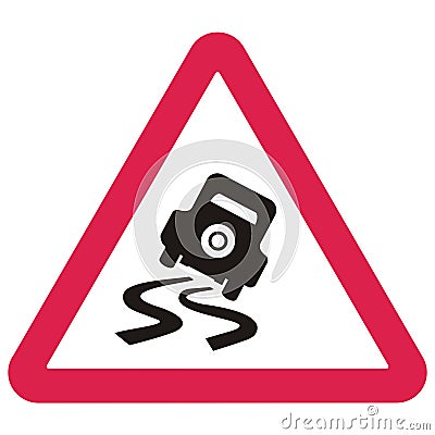 Road sign, danger of skidding, vector icon Vector Illustration