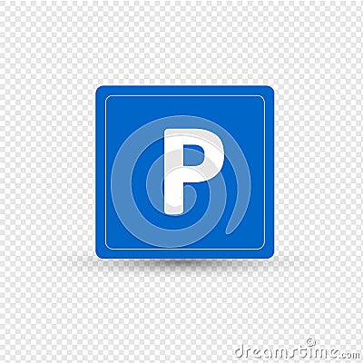 Road sign, designation, parking for motor vehicles, zone for stop. Vector Illustration