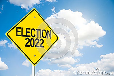 Road sign Election 2022 on sky Cartoon Illustration