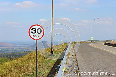 Road sign empty road Stock Photo