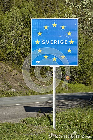 Road sign EU member state Sweden Stock Photo